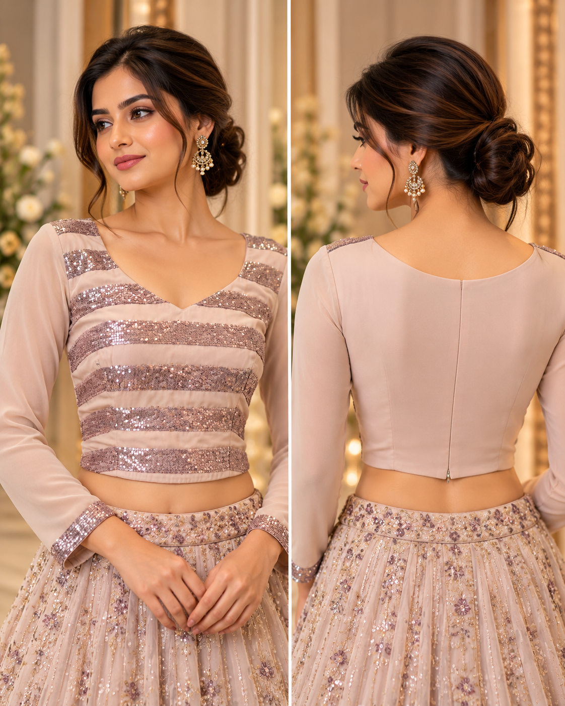 Georggete Sequin Peach Blouse
