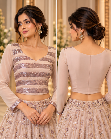 Georggete Sequin Peach Blouse