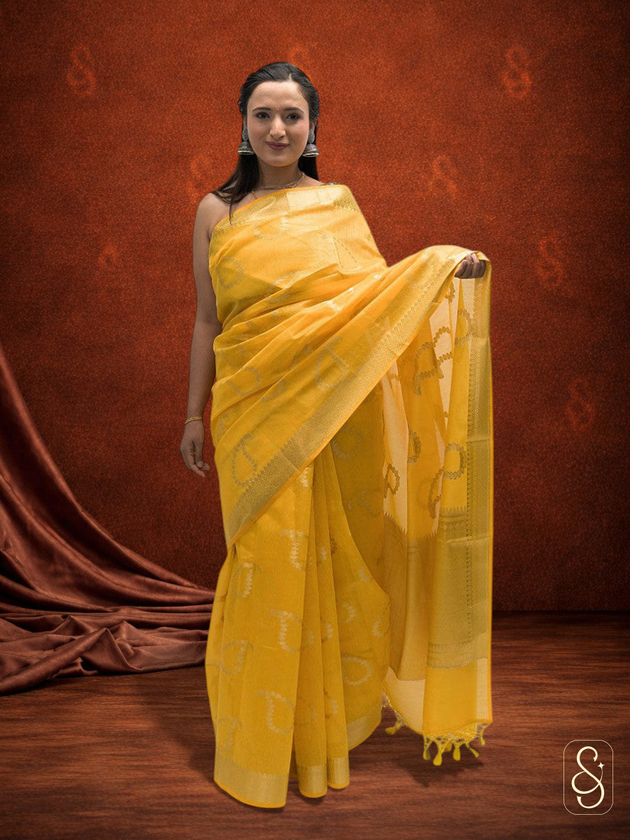 Banarsi saree with cotton mix tissue