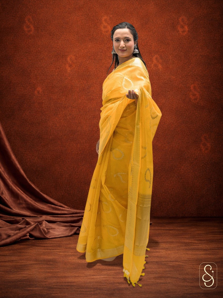 Banarsi saree with cotton mix tissue