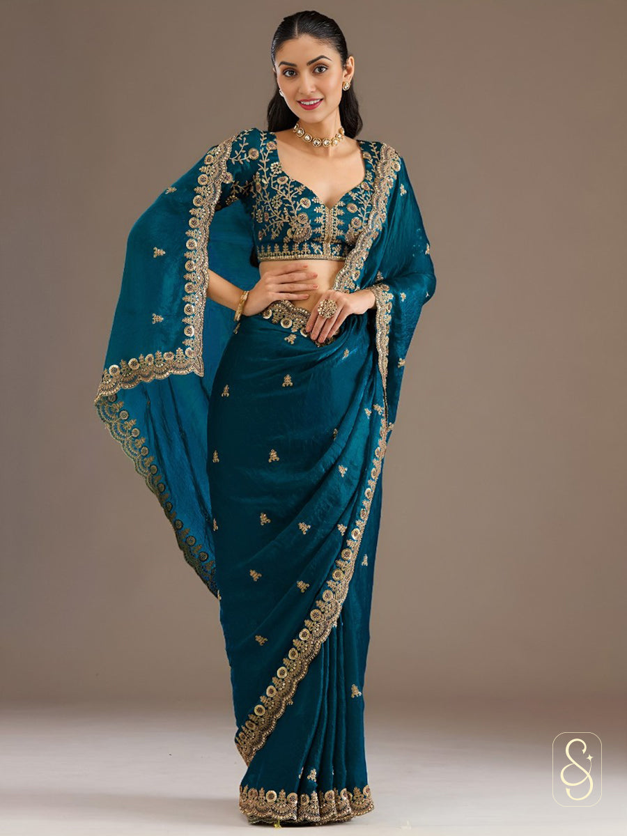 Teal Luxe Tissue Saree