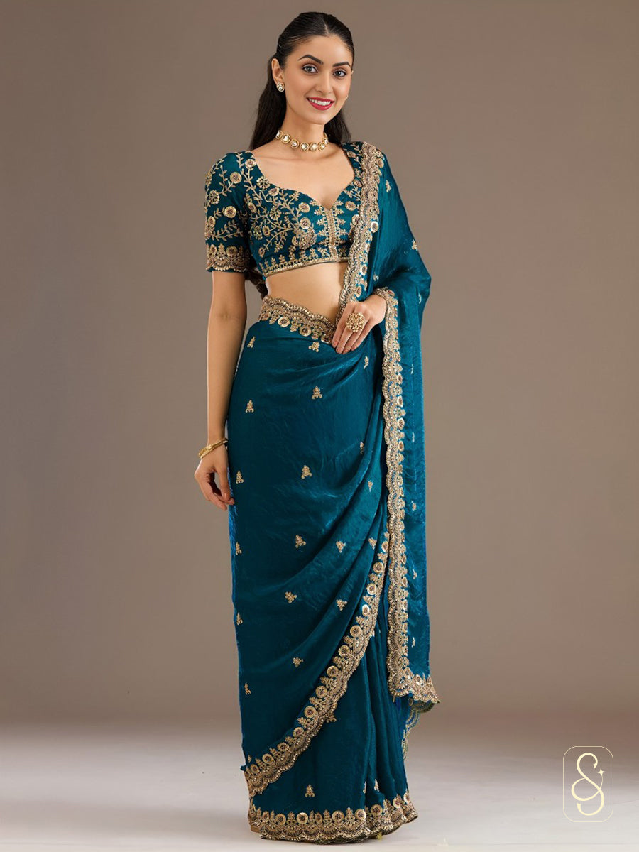 Teal Luxe Tissue Saree