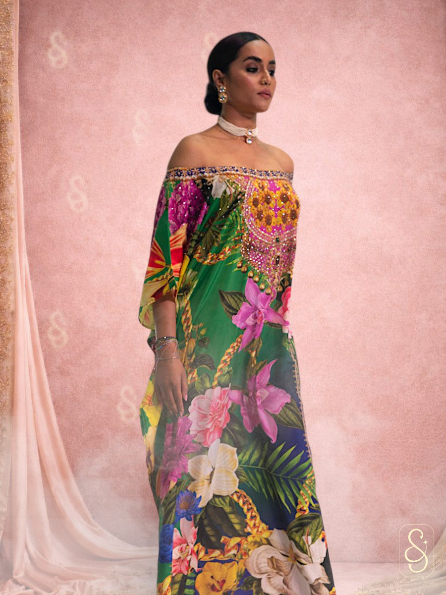 Chic Off-Shoulder Kaftan Dress