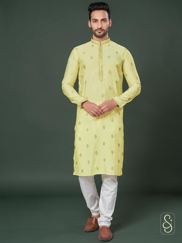 Cotton Mirror Work Kurta Pajama Set