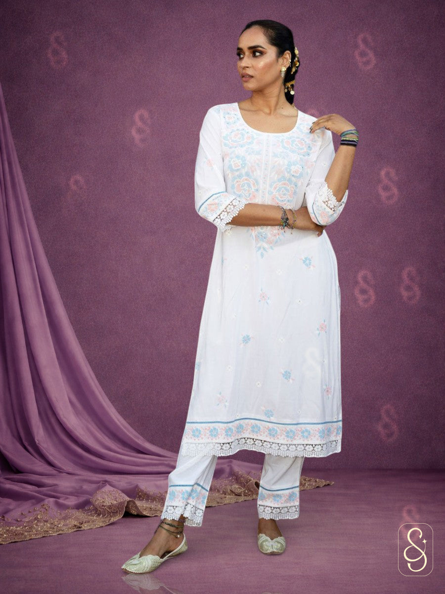 Cotton Shirt with Lace Pants
