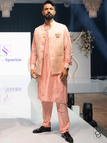 Cotton Silk Kurta Brocade Jacket
