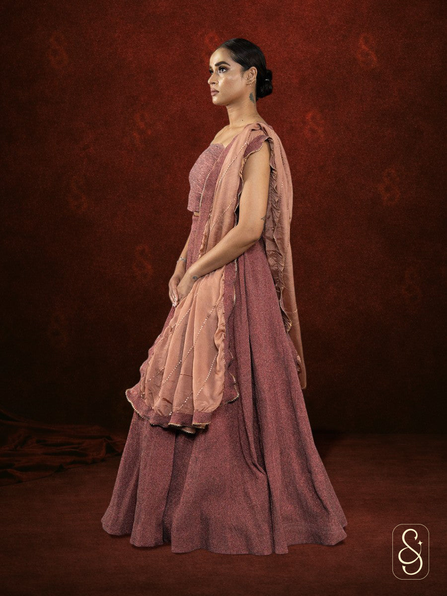 Crushed Tissue Lehenga With Chinon Dupatta