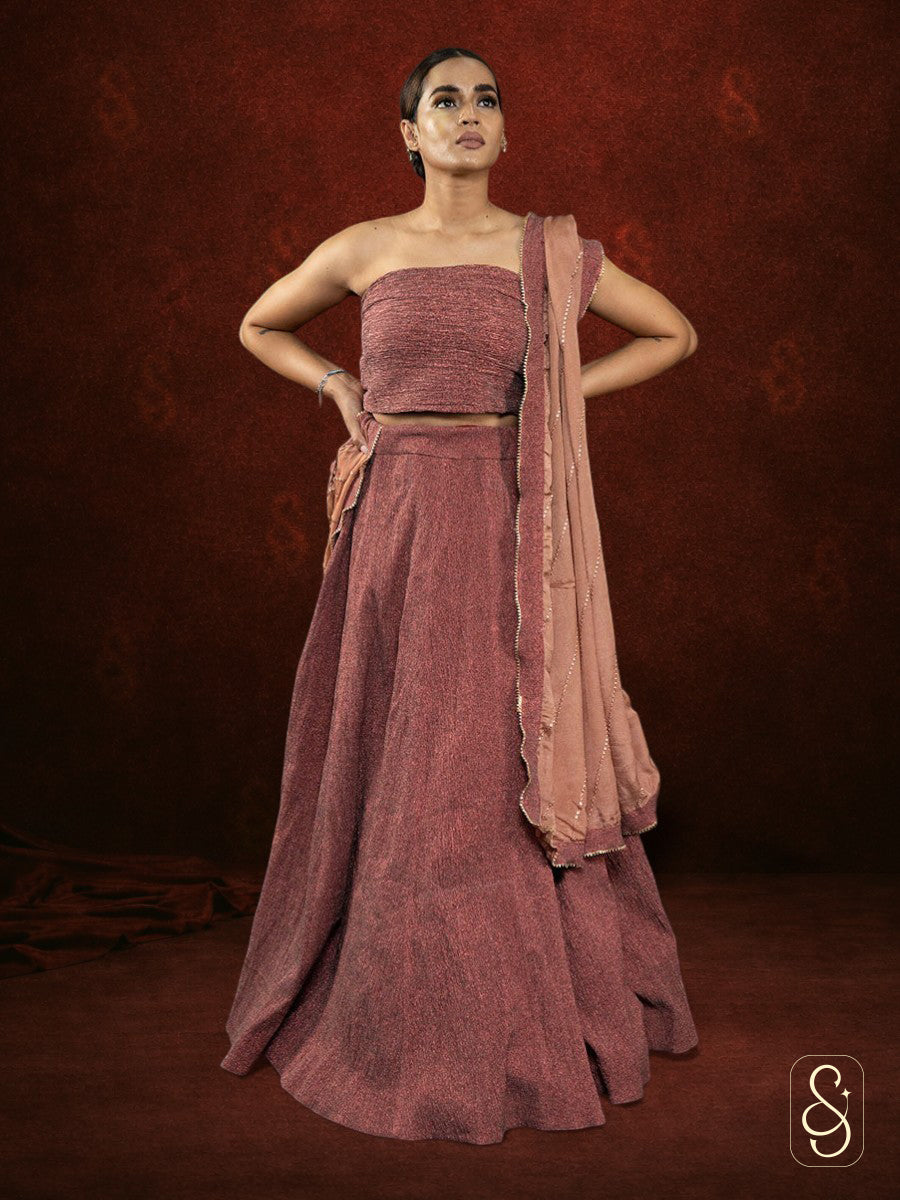 Crushed Tissue Lehenga With Chinon Dupatta