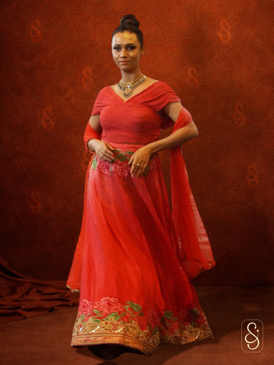 Soft Silk Cross Stitch Lehenga