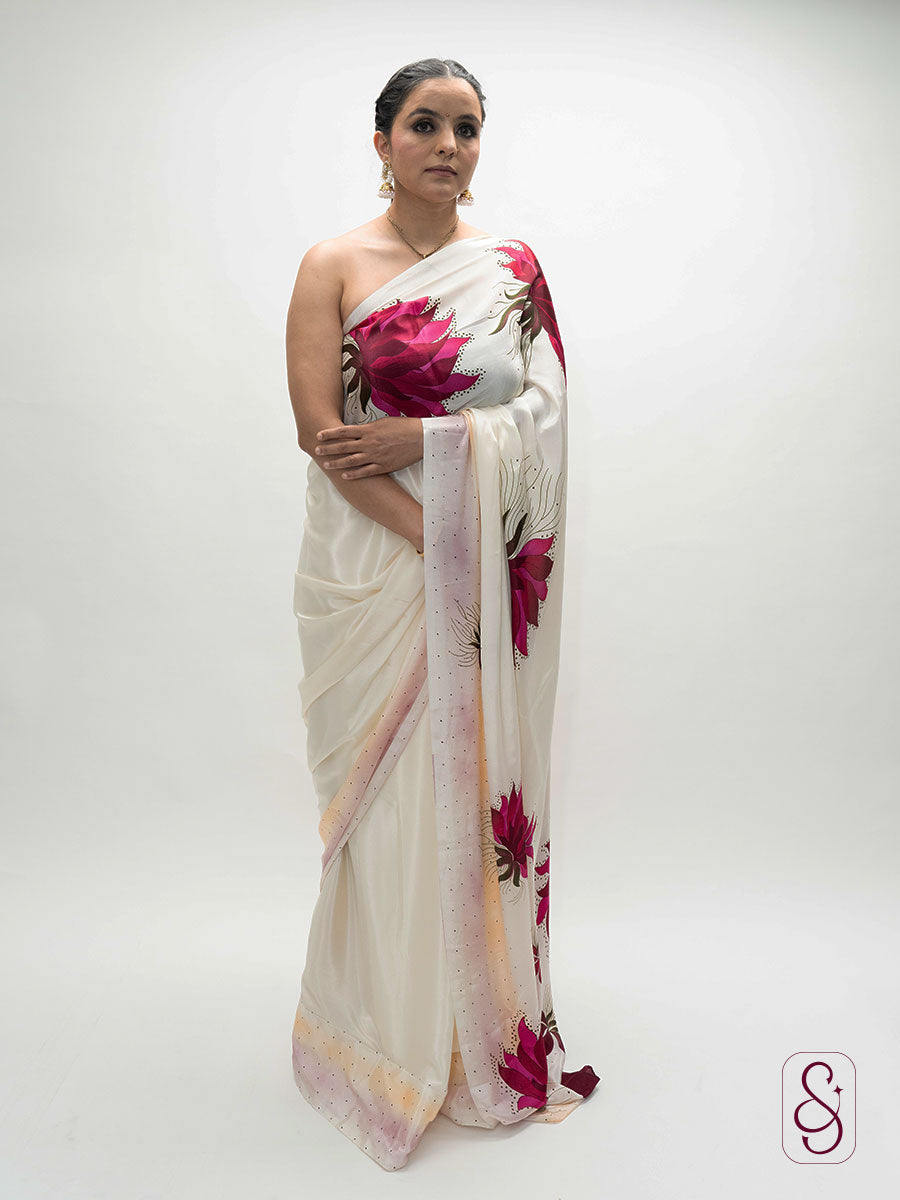 Printed Satin silk saree