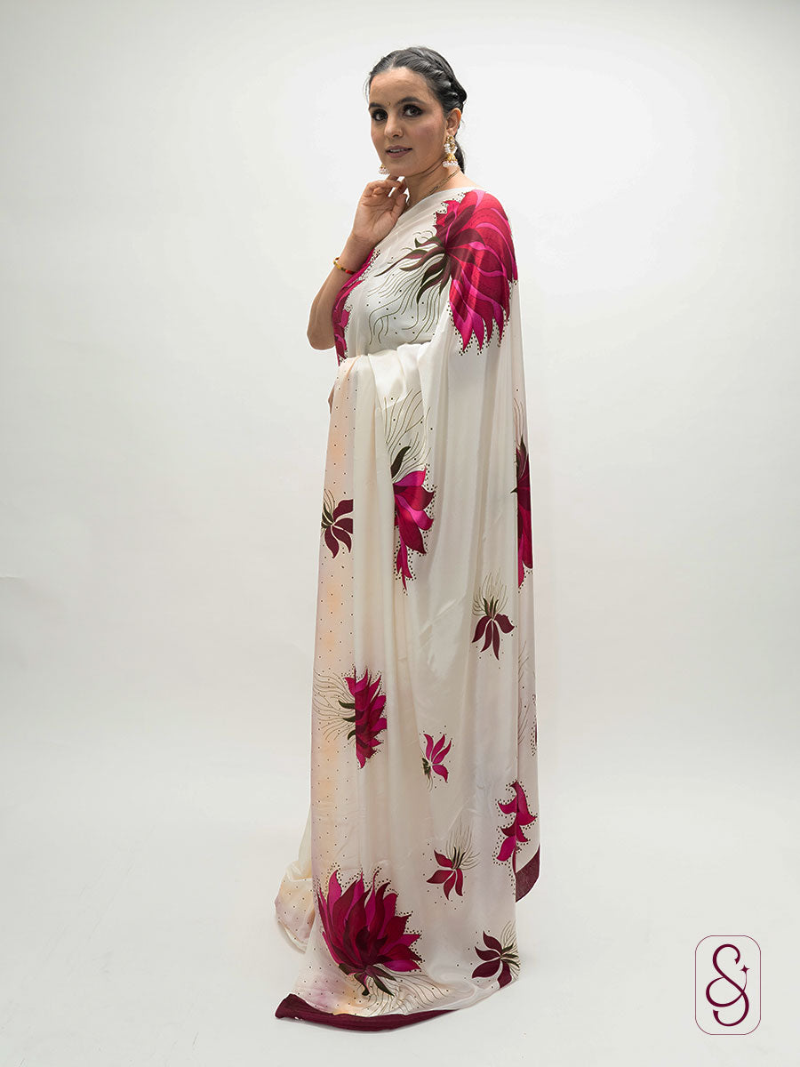 Printed Satin silk saree