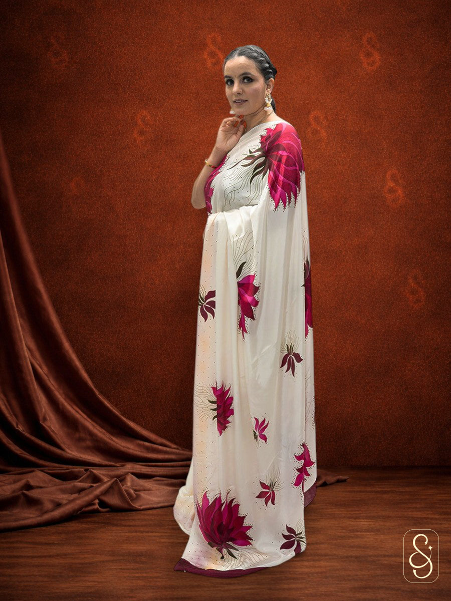 Printed Satin silk saree