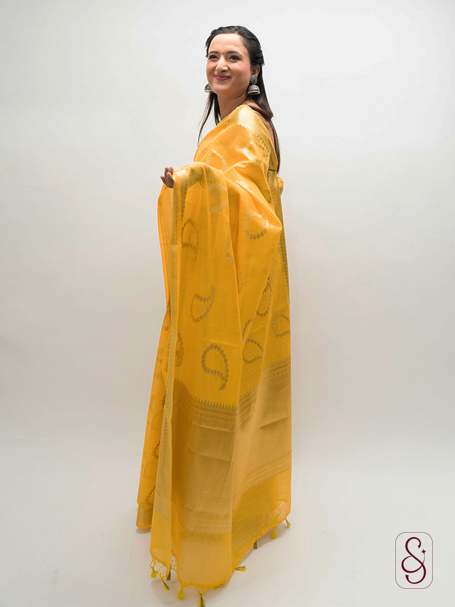 Banarsi saree with cotton mix tissue