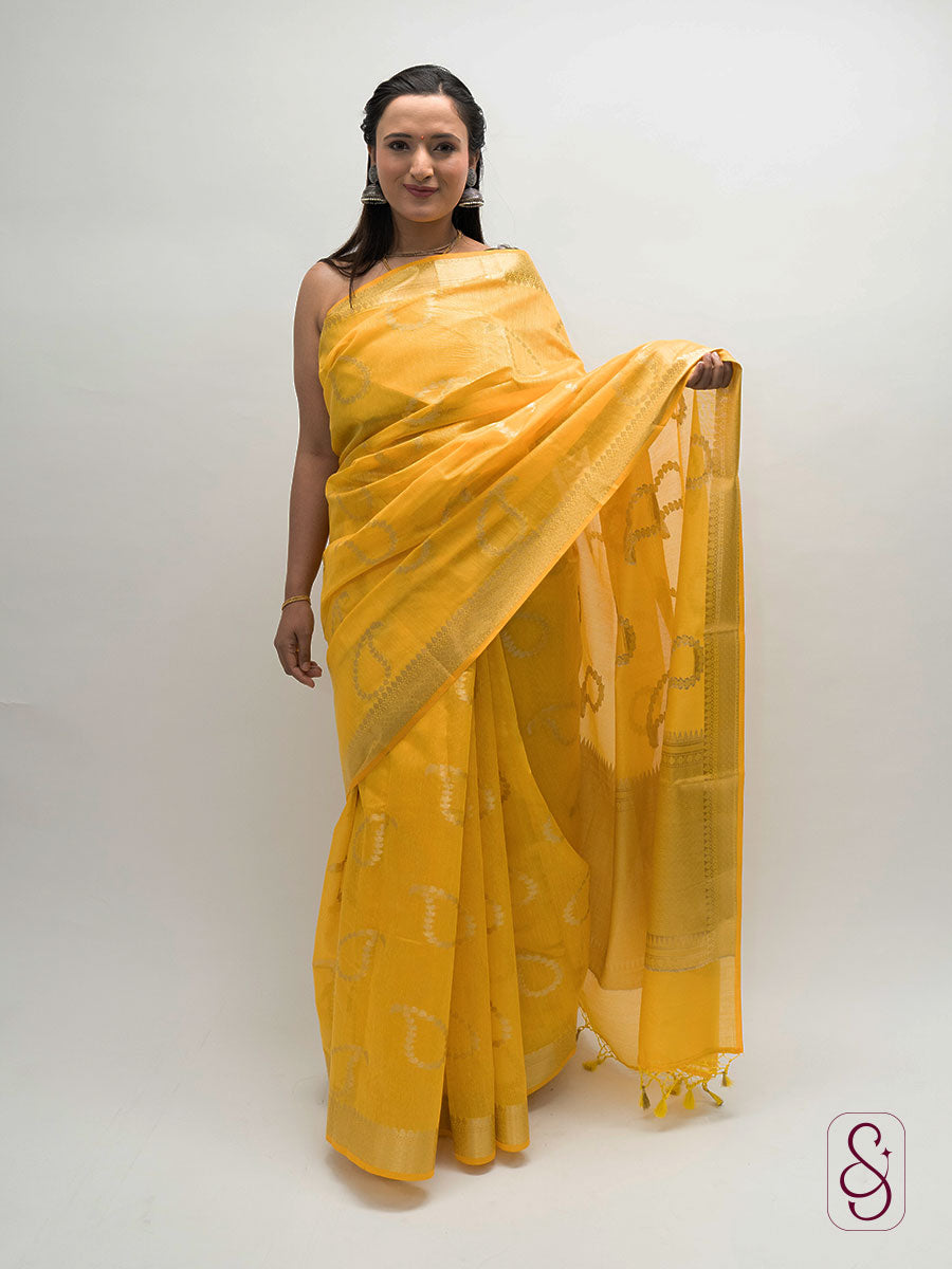 Banarsi saree with cotton mix tissue