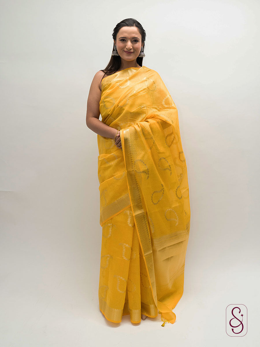 Banarsi saree with cotton mix tissue