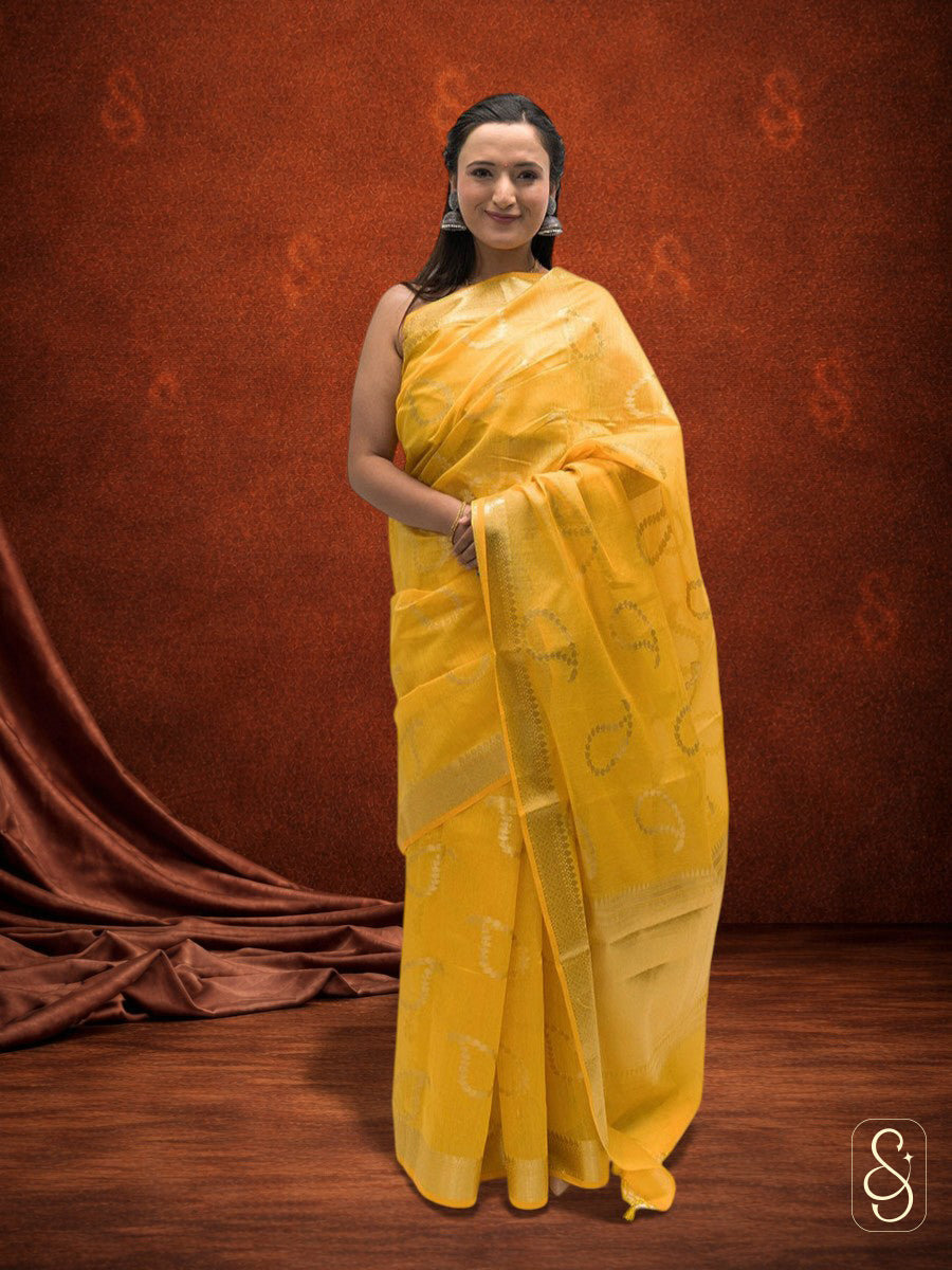 Banarsi saree with cotton mix tissue