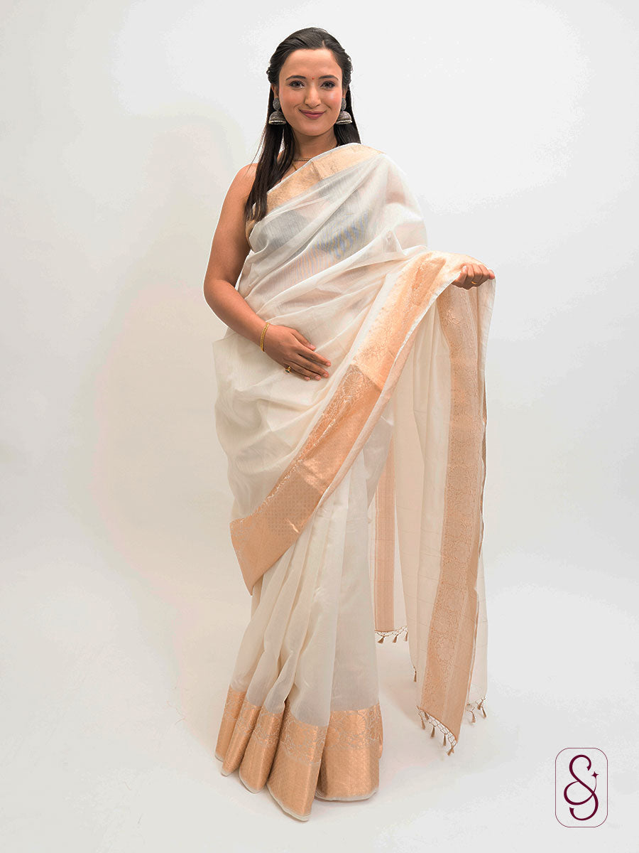 Authentic Cotton Banasi Silk Saree