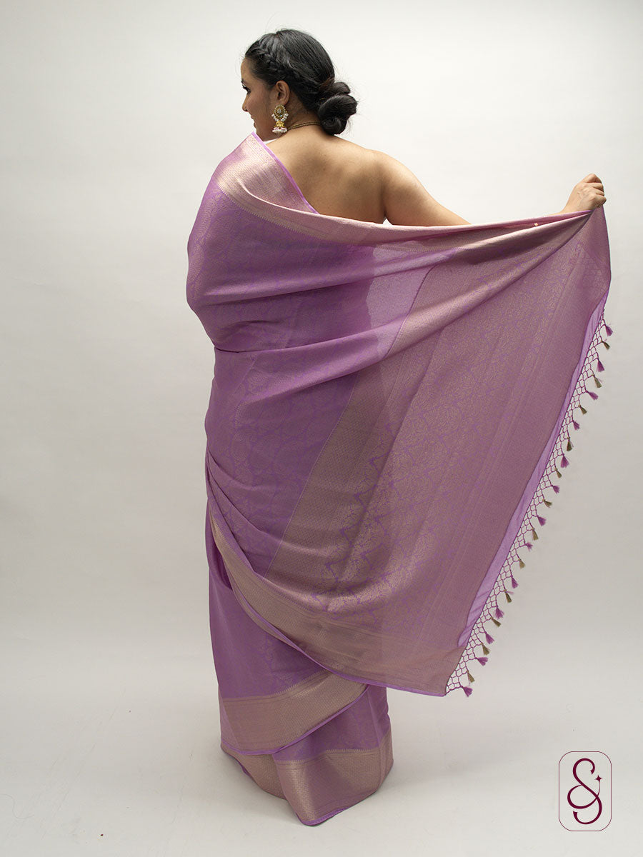 Lavendar Banarasi georgette saree