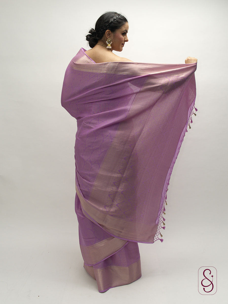 Lavendar Banarasi georgette saree