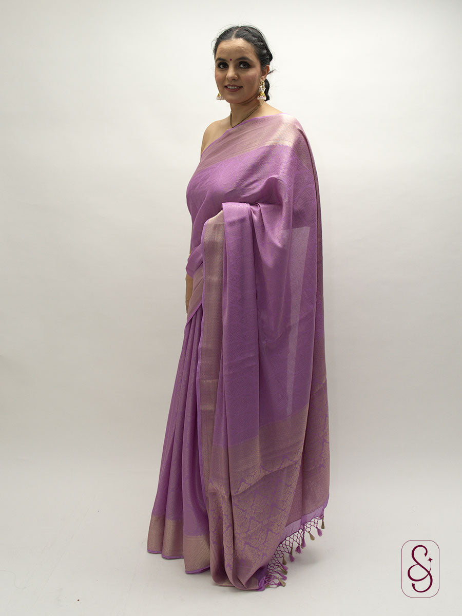 Lavendar Banarasi georgette saree