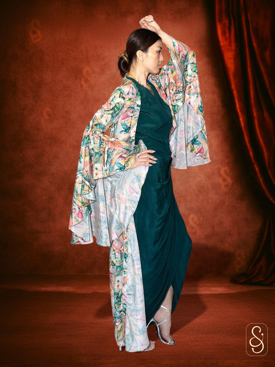 Drape Skirt With Swarovski Blouse & Jacket