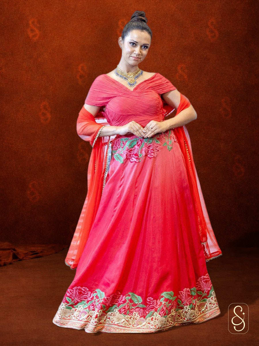 Soft Silk Cross Stitch Lehenga