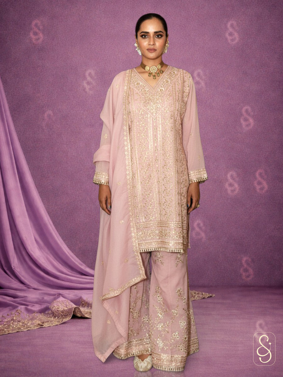 Elegant Fully Embroidered Viscose Tissue Sharara