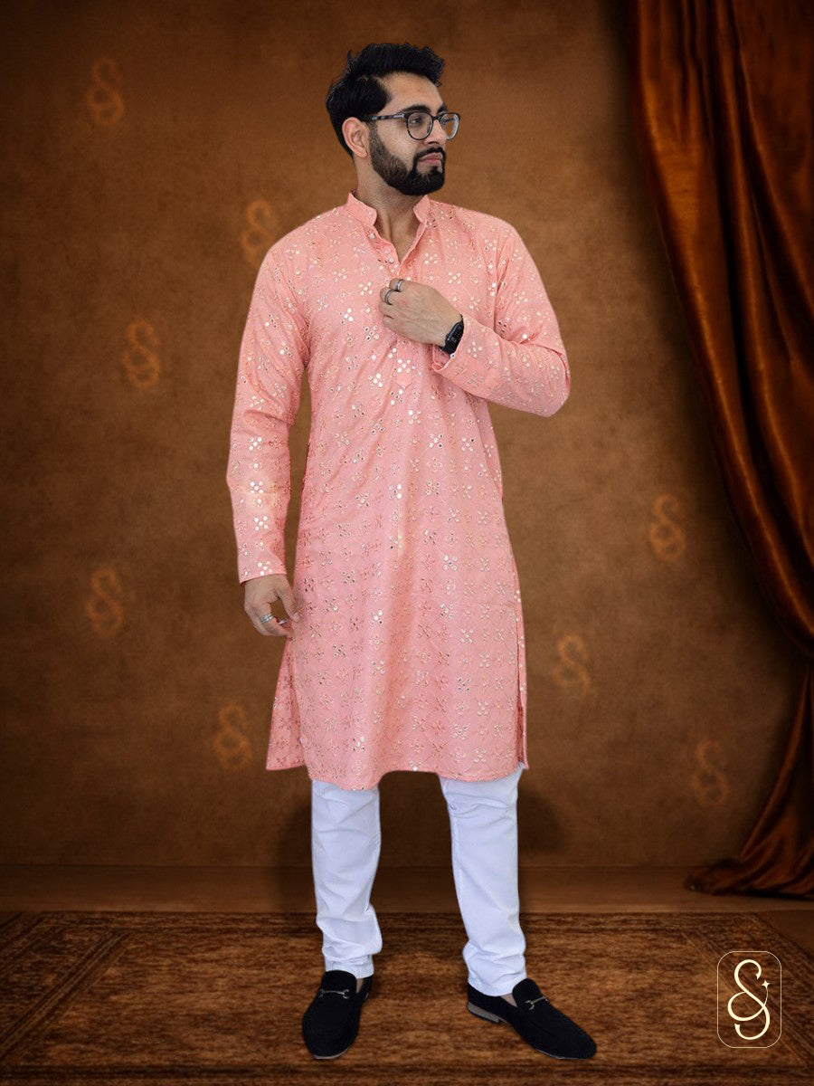Elegant Mirror Work Kurta for Men