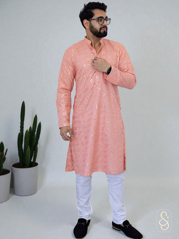 Elegant Mirror Work Kurta for Men