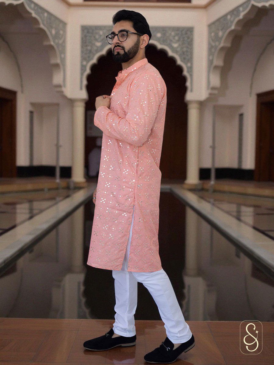 Elegant Mirror Work Kurta for Men