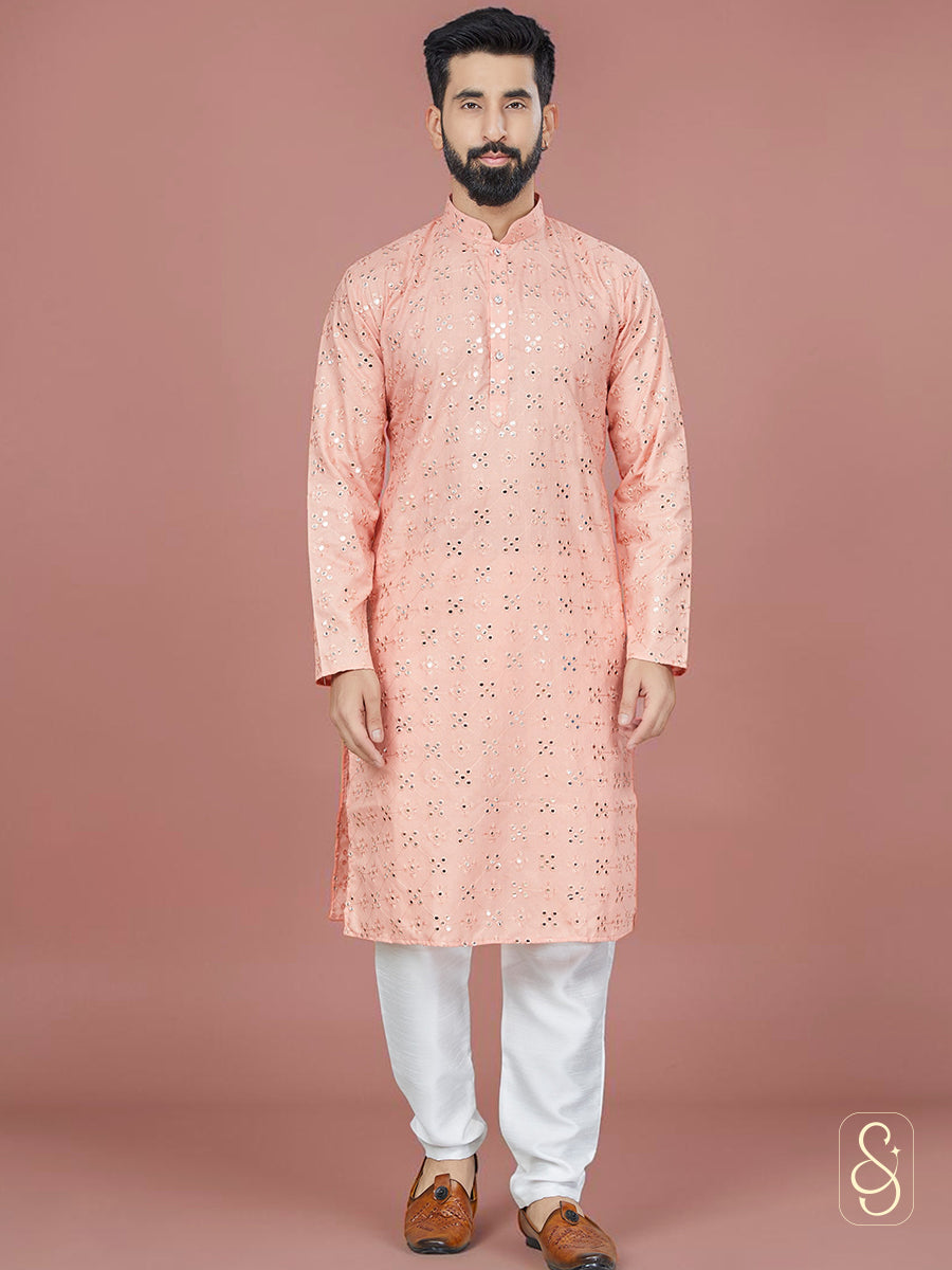 Elegant Mirror Work Kurta for Men