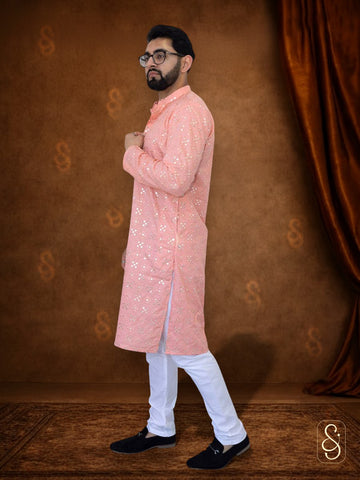 Elegant Mirror Work Kurta for Men