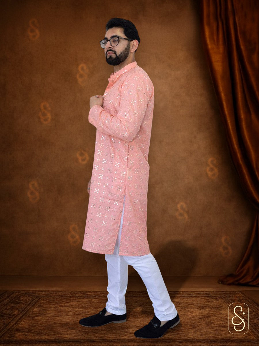 Elegant Mirror Work Kurta for Men