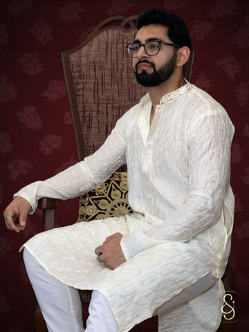 Embroidered Cotton Kurta with Pajama