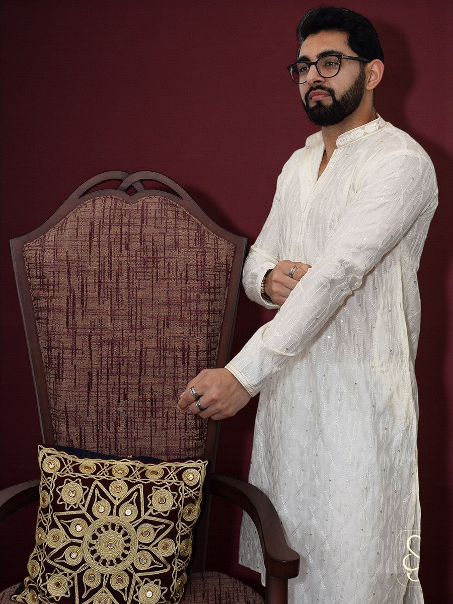 Embroidered Cotton Kurta with Pajama