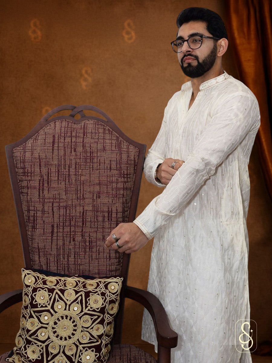 Embroidered Cotton Kurta with Pajama