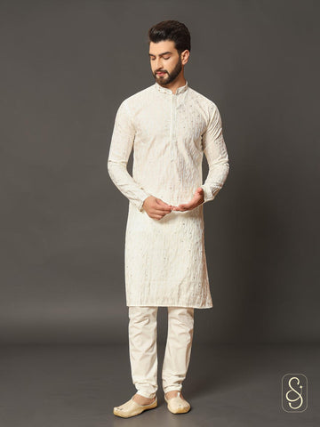 Embroidered Cotton Kurta with Pajama