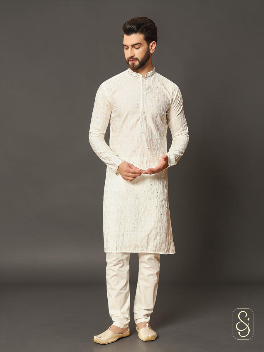 Embroidered Cotton Kurta with Pajama