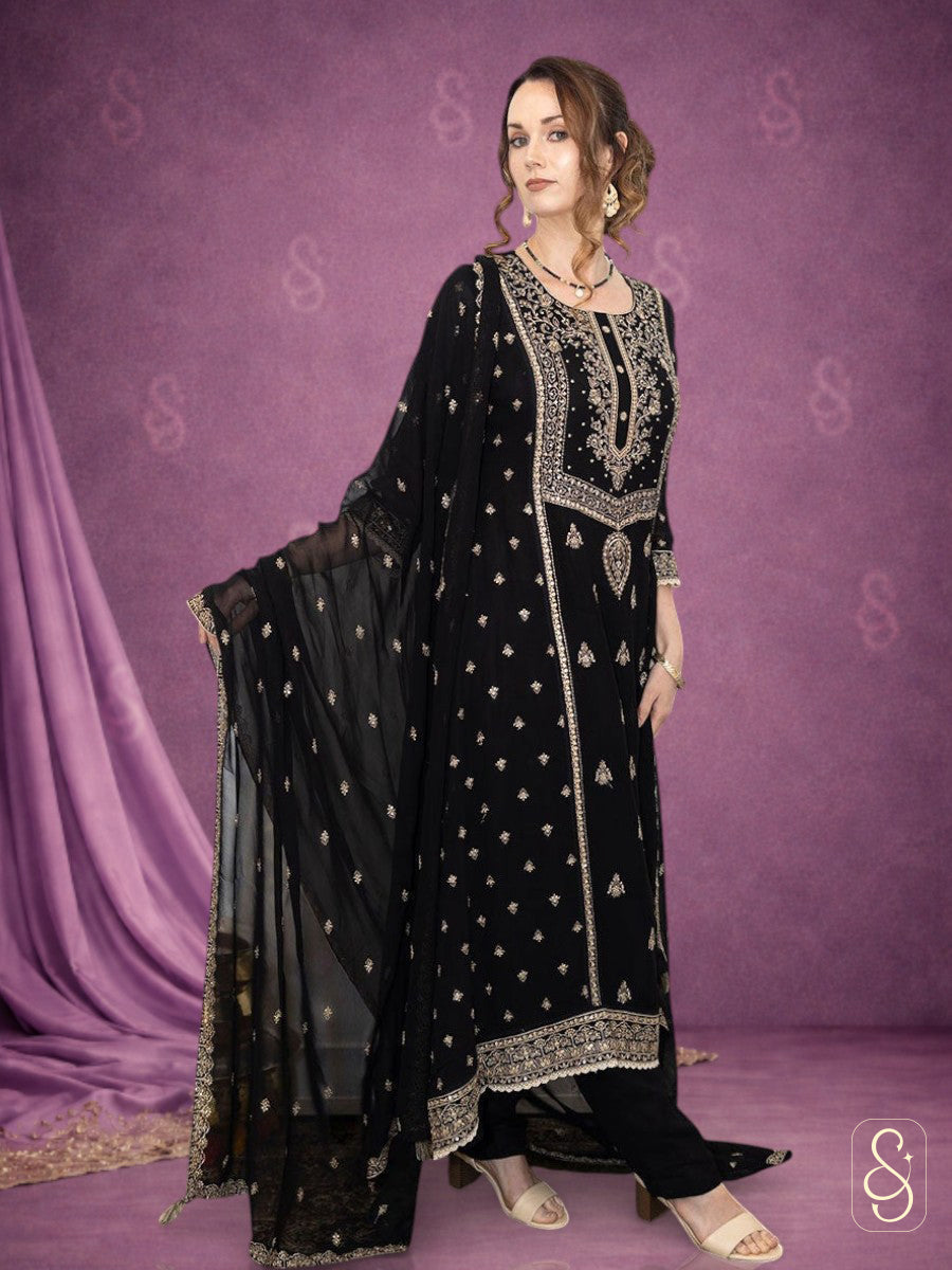Embroidered Georgette Pant Suit with Dupatta