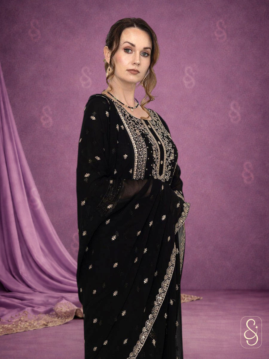 Embroidered Georgette Pant Suit with Dupatta