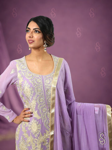 Embroidered Georgette Sharara Set