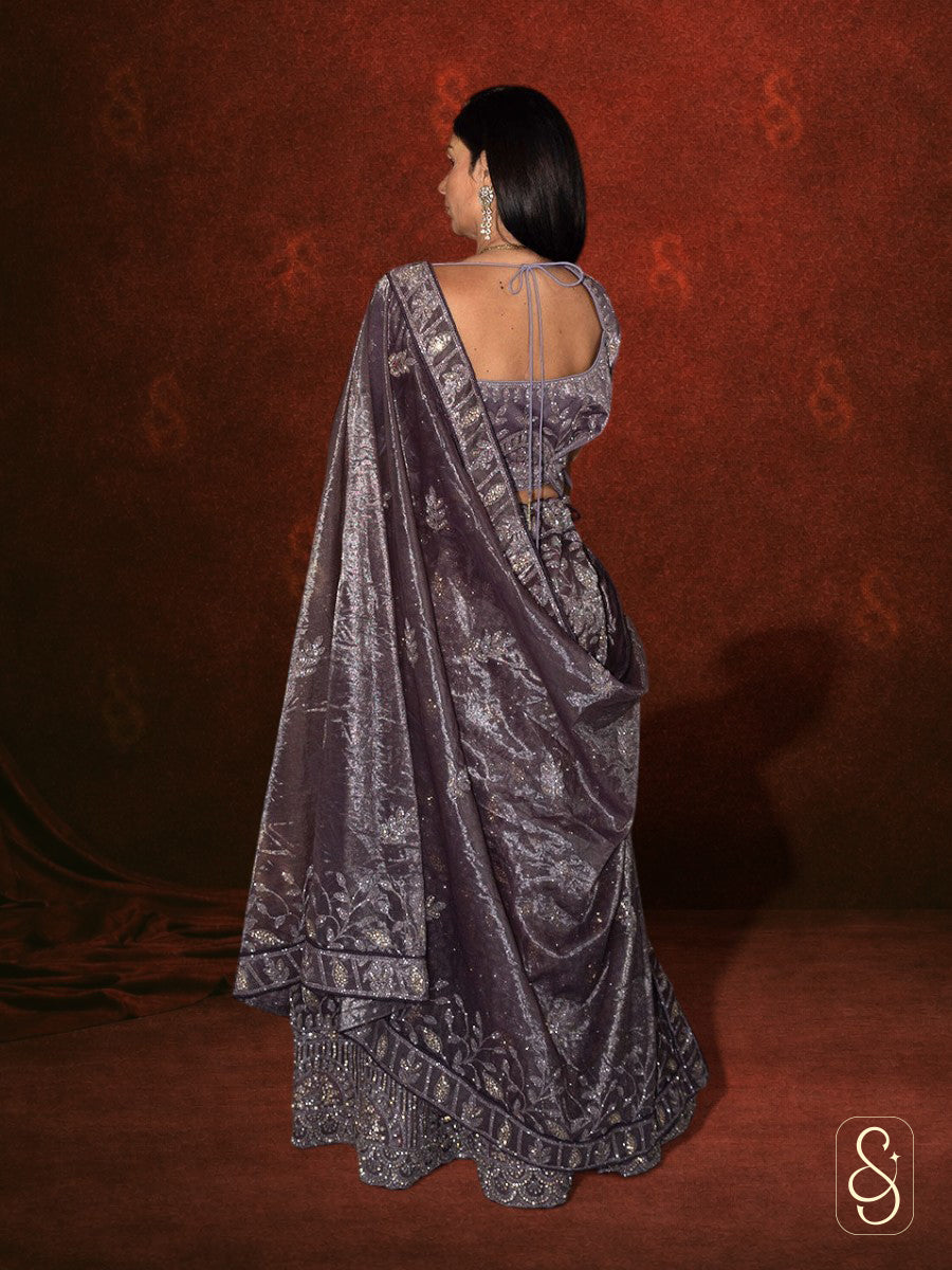 Embroidered Purple Lehenga Set