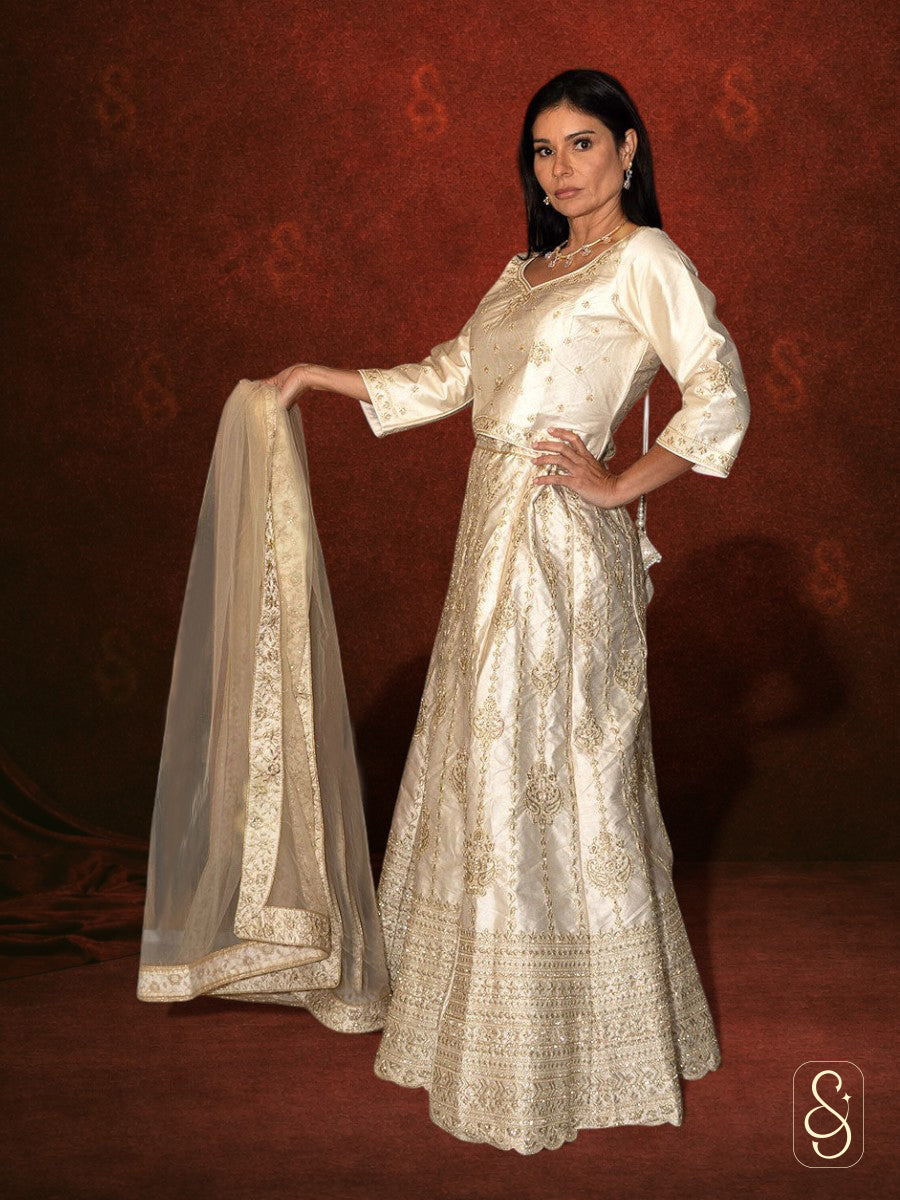 Embroidered Viscose Silk Lehenga Set