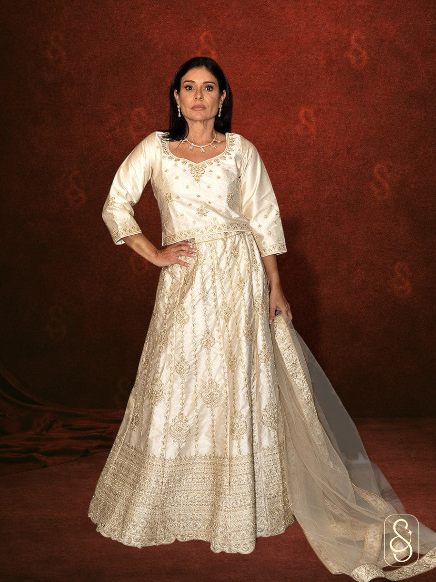 Embroidered Viscose Silk Lehenga Set