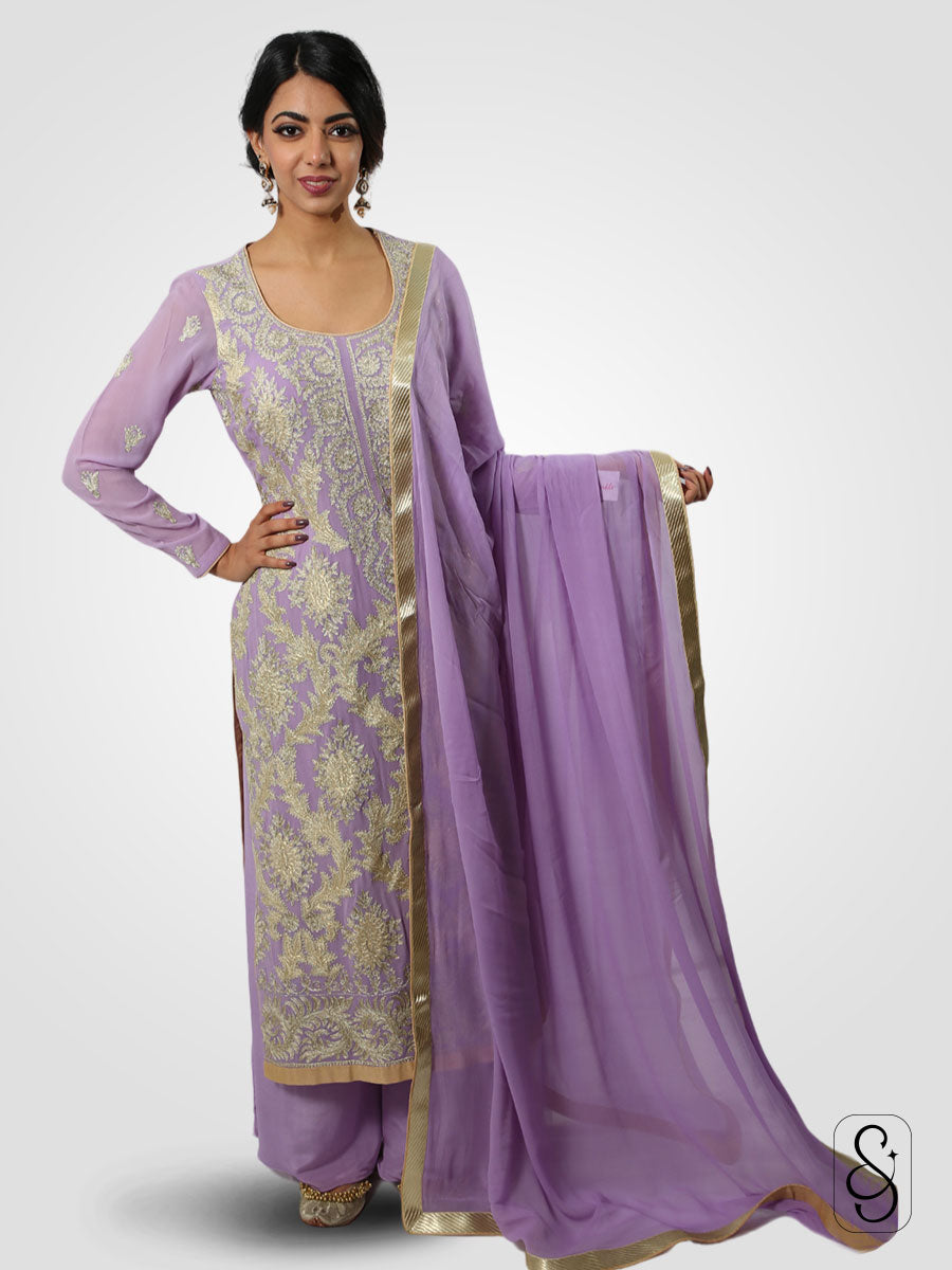 Embroidered Georgette Sharara Set