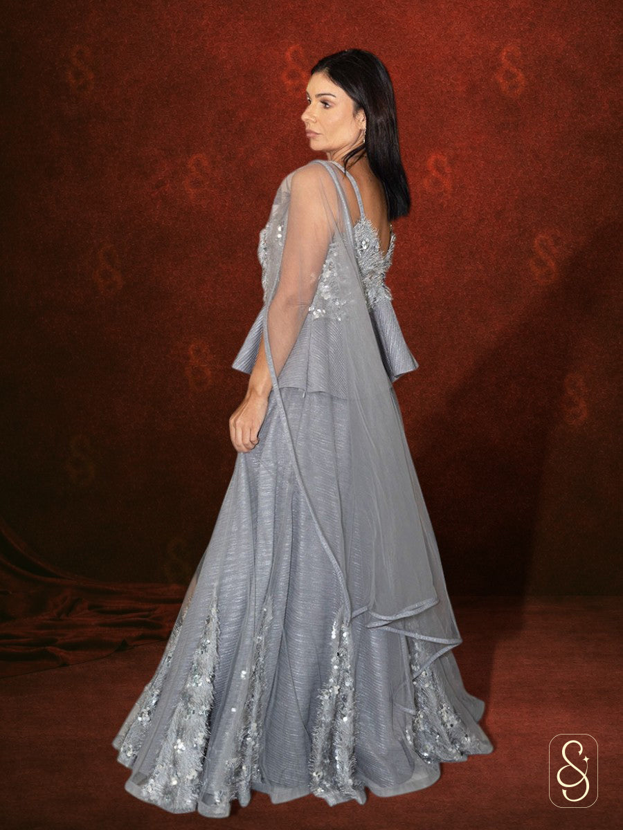 Glamorous Grey Shimmer Lehenga