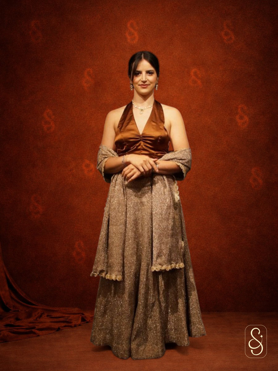 Golden Lurex Lehenga Set
