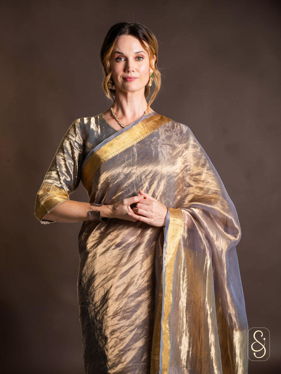 Graceful Grey Banarasi Saree