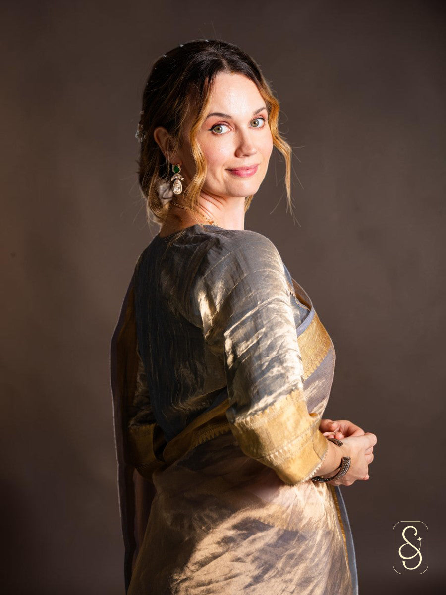 Graceful Grey Banarasi Saree