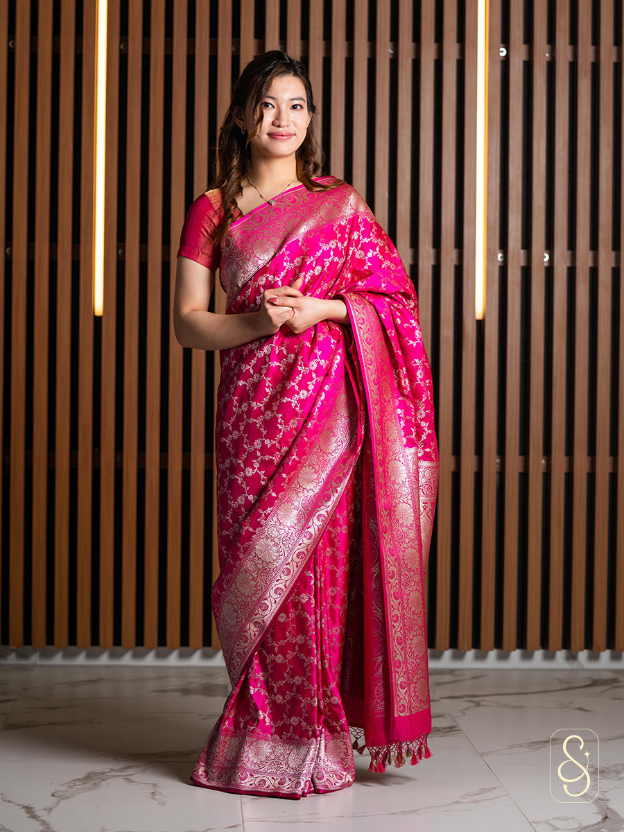Hot Pink Banarasi Saree